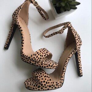 cheetah print one band ankle strap Heels